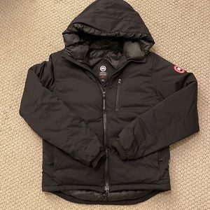 Canada Goose Lodge Matte Finish Down Hooded Jacket Black Size Medium